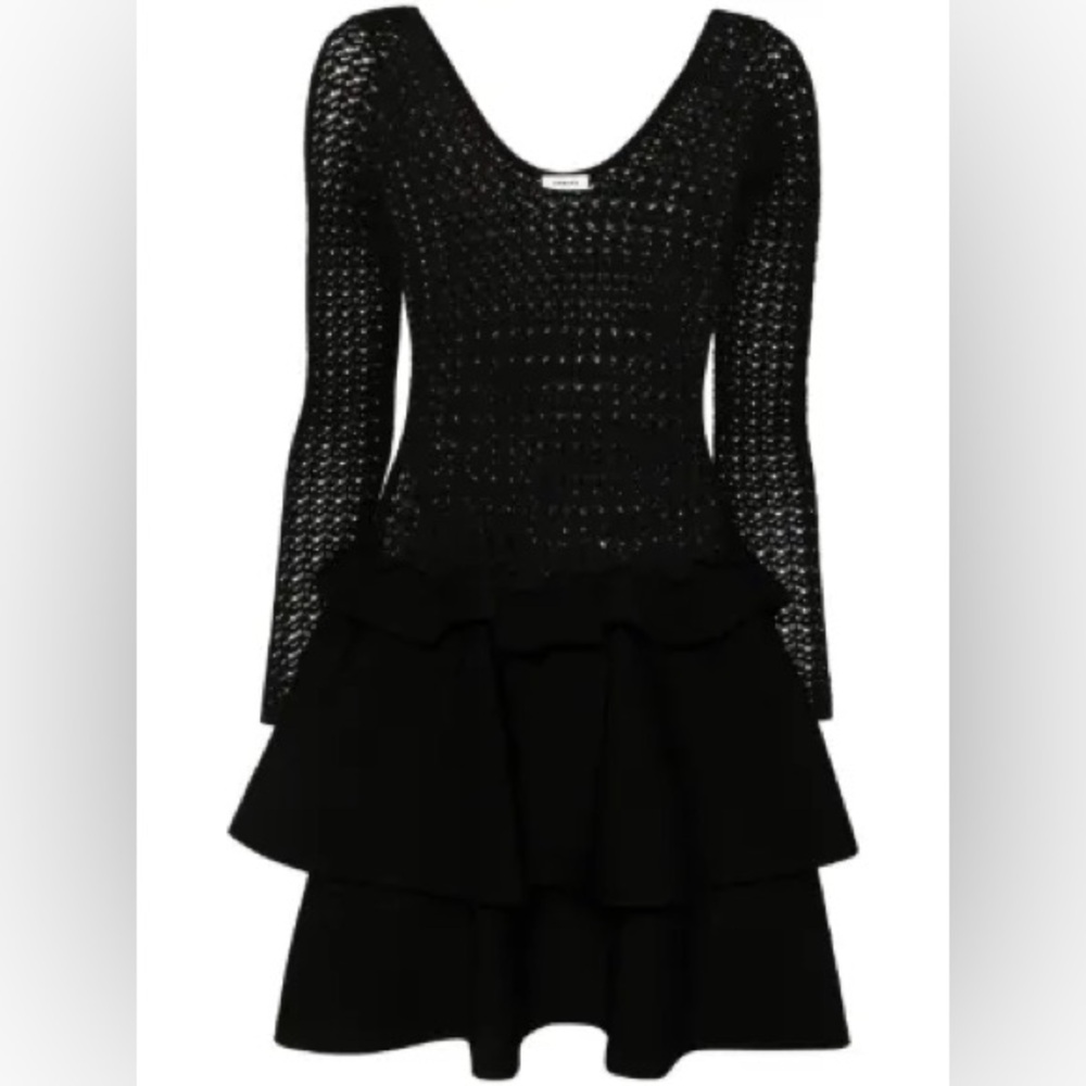 Sandro Black Lace Long Sleeve Dress